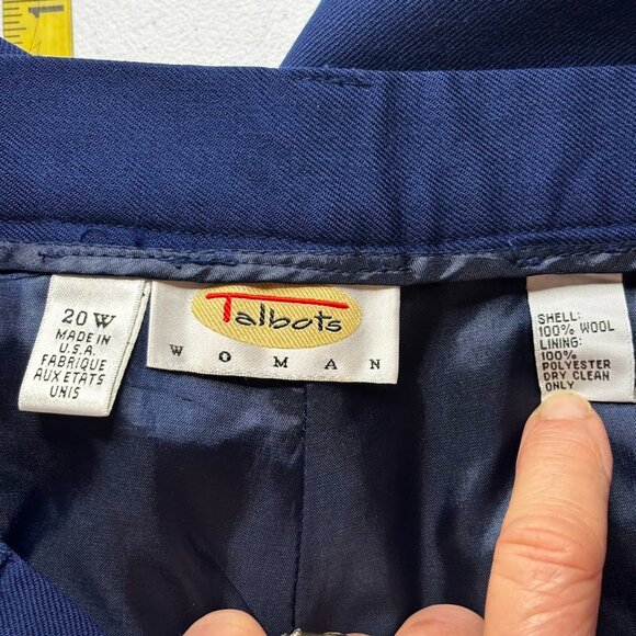 Talbots Pants Women 20 W Navy Blue Wool Wide Leg Trouser Classic Pants S… - Picture 6 of 9